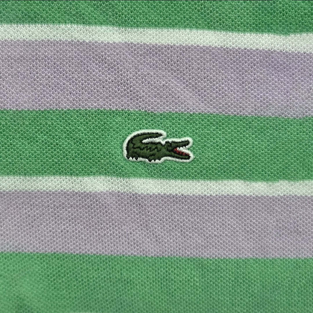 Lacoste Men's Green Purple Striped Polo Shirt Size 6 Cotton Classic Casual