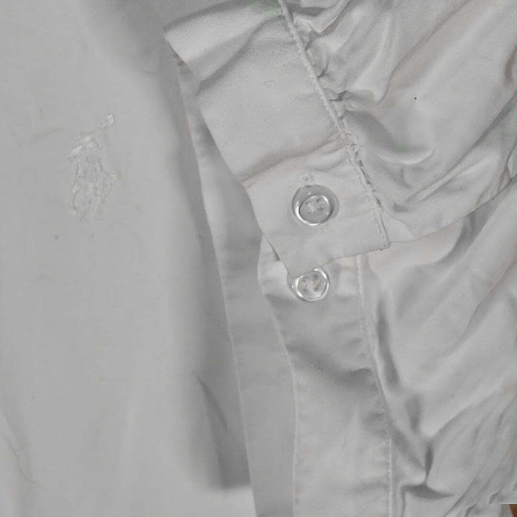 Ralph Lauren Sport Women's White Cotton Cap Sleeve Button Shirt Size 14 Large