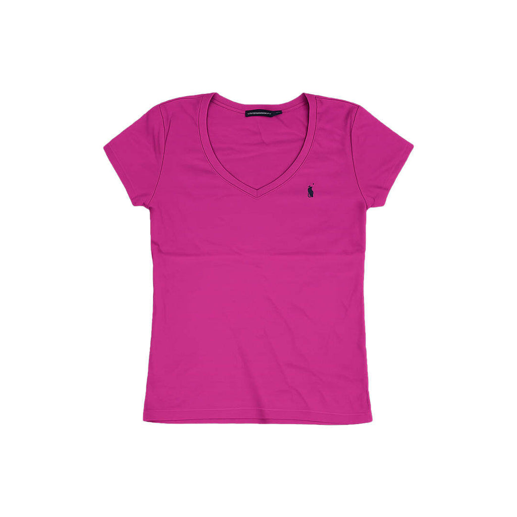 Ralph Lauren Sport Women’s Pink V-Neck T-Shirt XL Embroidered Pony