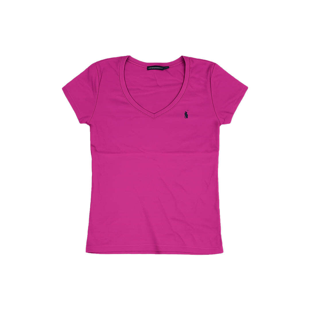 Ralph Lauren Sport Women’s Pink V-Neck T-Shirt XL Embroidered Pony