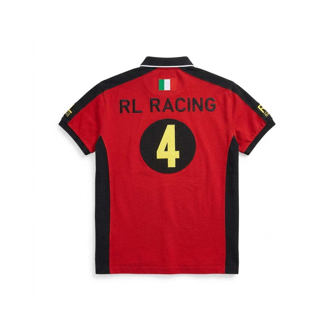 Polo Ralph Lauren RL Racing Italia Da Corsa Polo Shirt Red Black Custom Fit Medium
