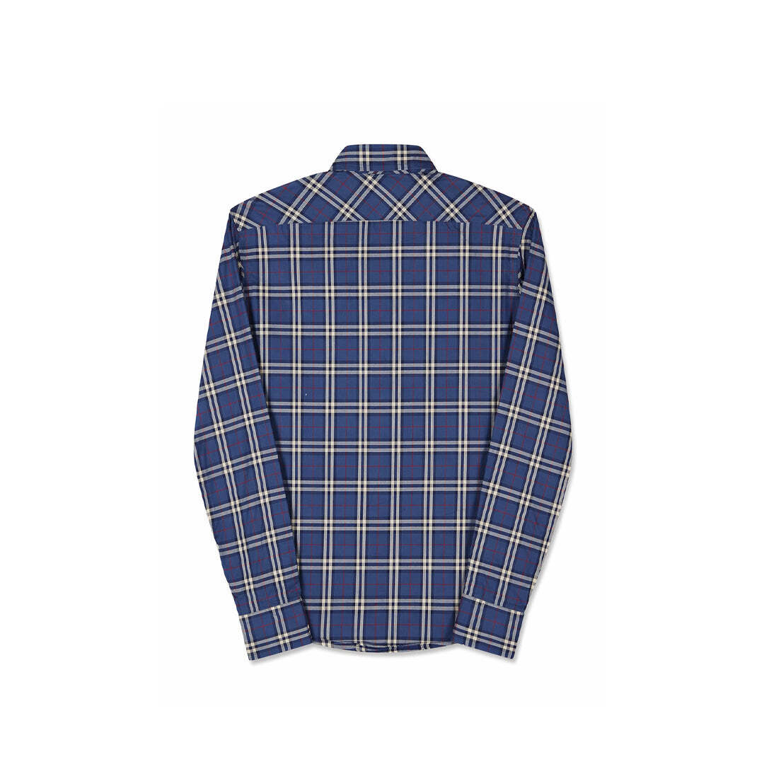 Burberry London Blue Nova Check Plaid Cotton Shirt Medium Men's