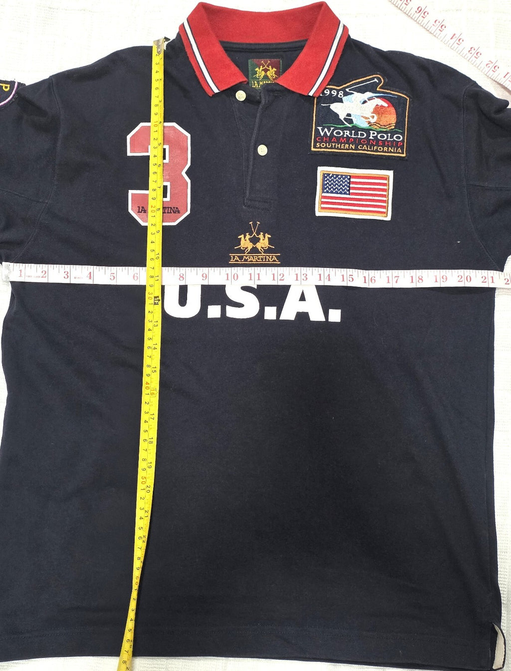 La Martina USA Polo Team Rugby Shirt Navy Long Sleeve World Polo Size S