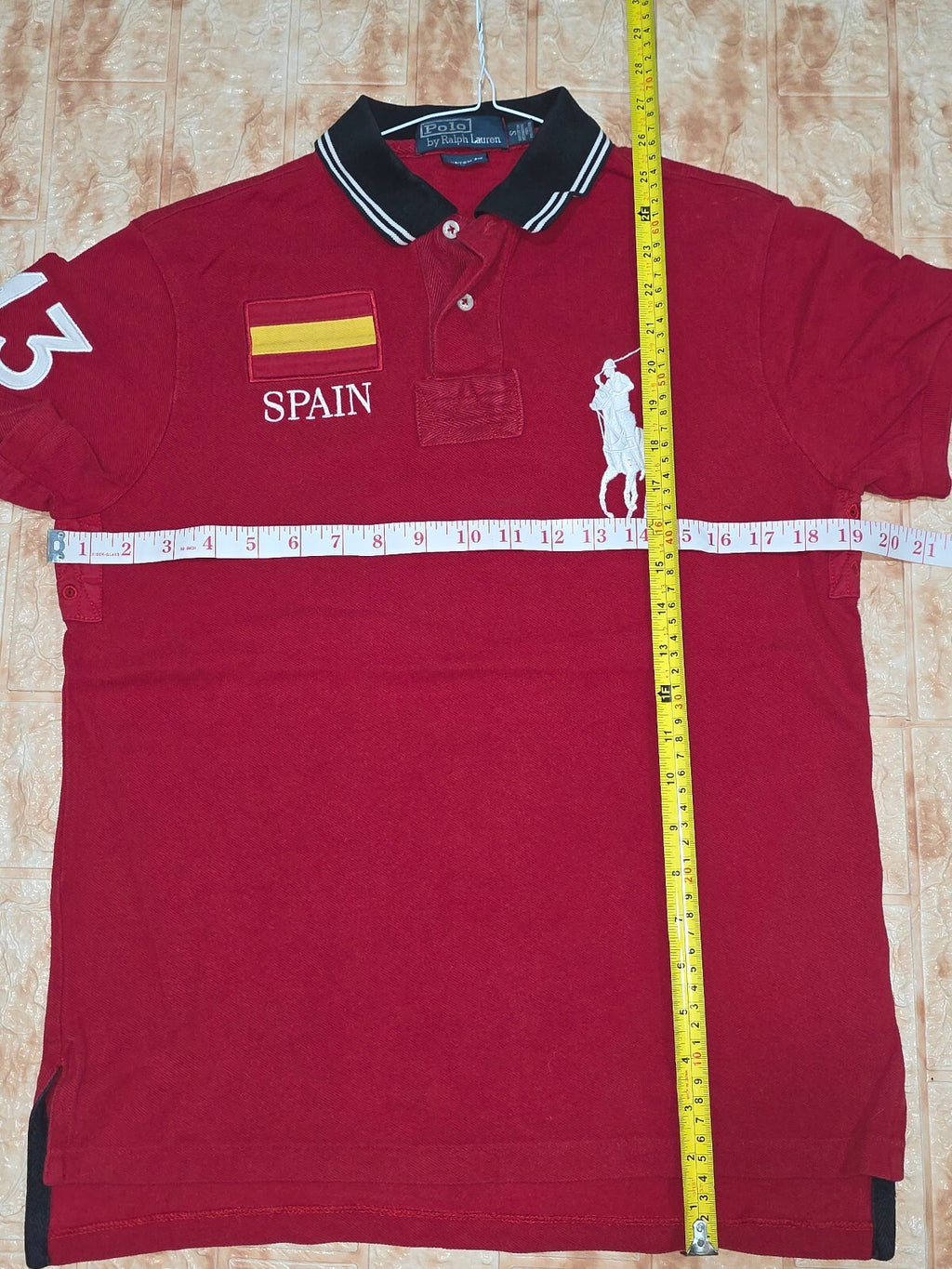 Polo Ralph Lauren Custom Fit Big Pony Spain 43 Polo Shirt Burgundy Size S