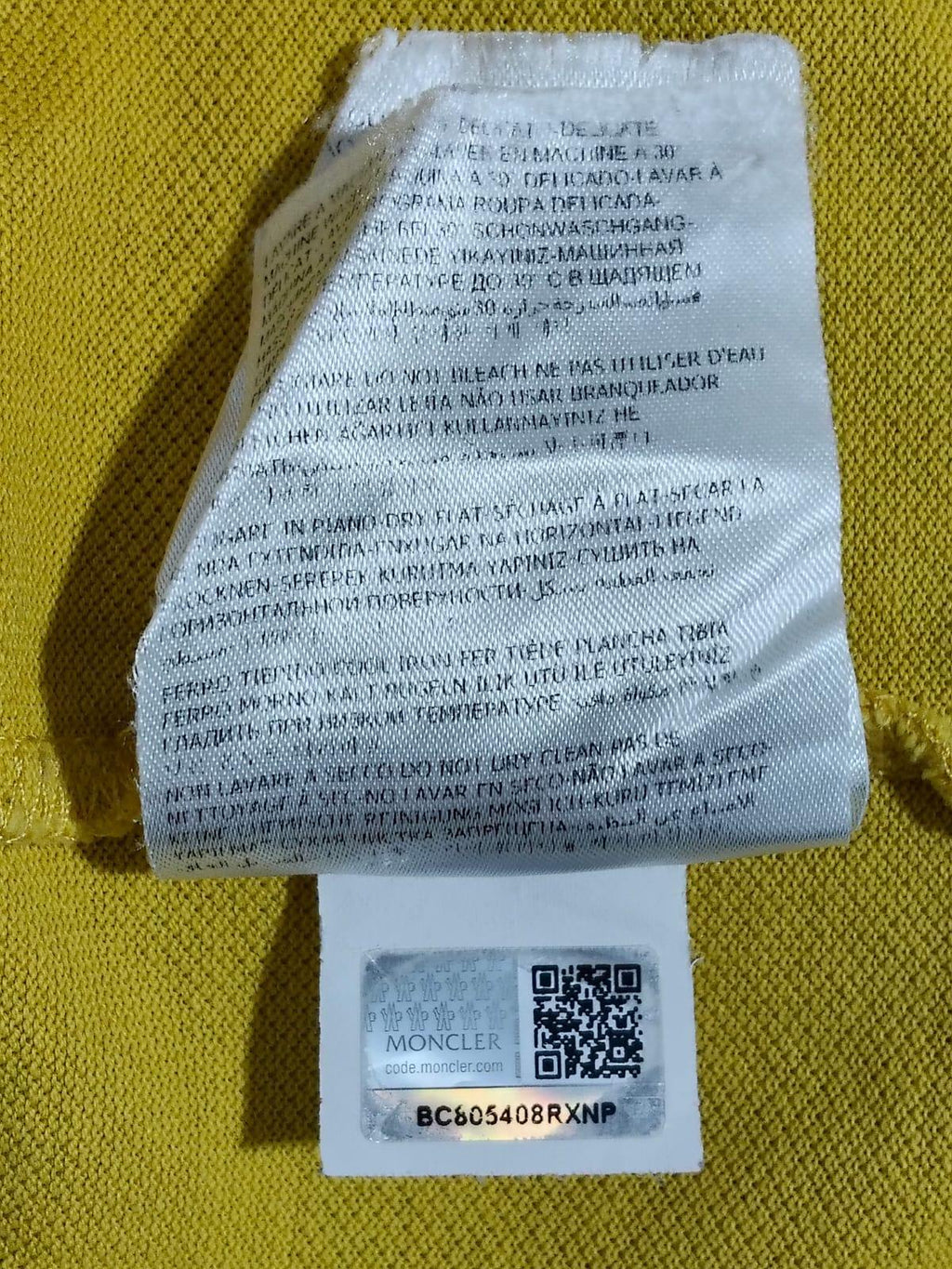 Moncler Yellow Polo Shirt Men's Medium Cotton Piqué Logo Patch Short Sleeve