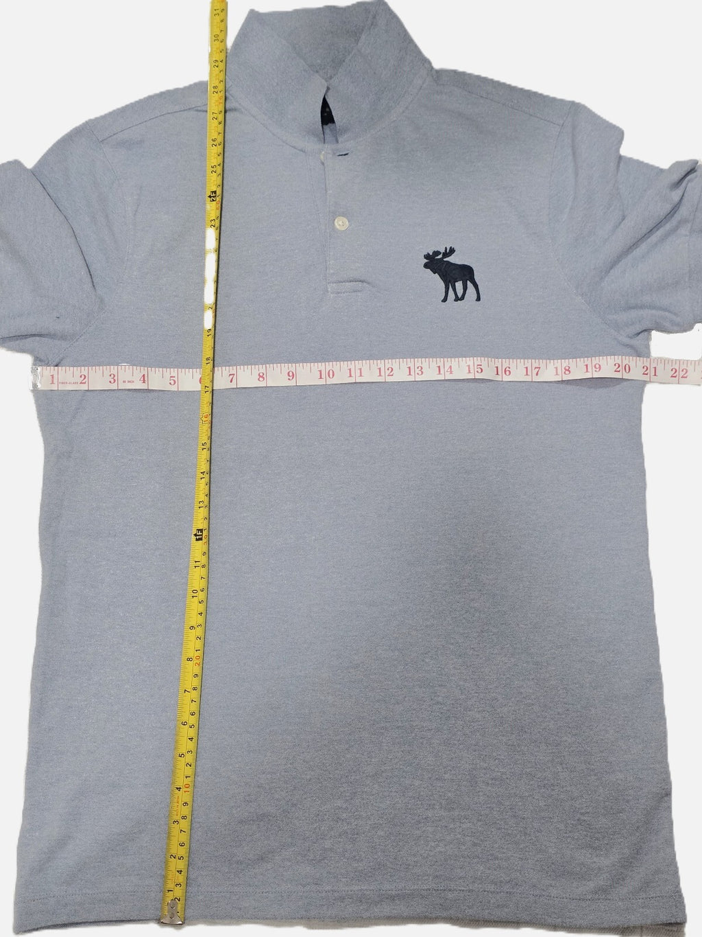 Abercrombie & Fitch Stretch Polo Shirt Light Blue Moose Logo Men's M