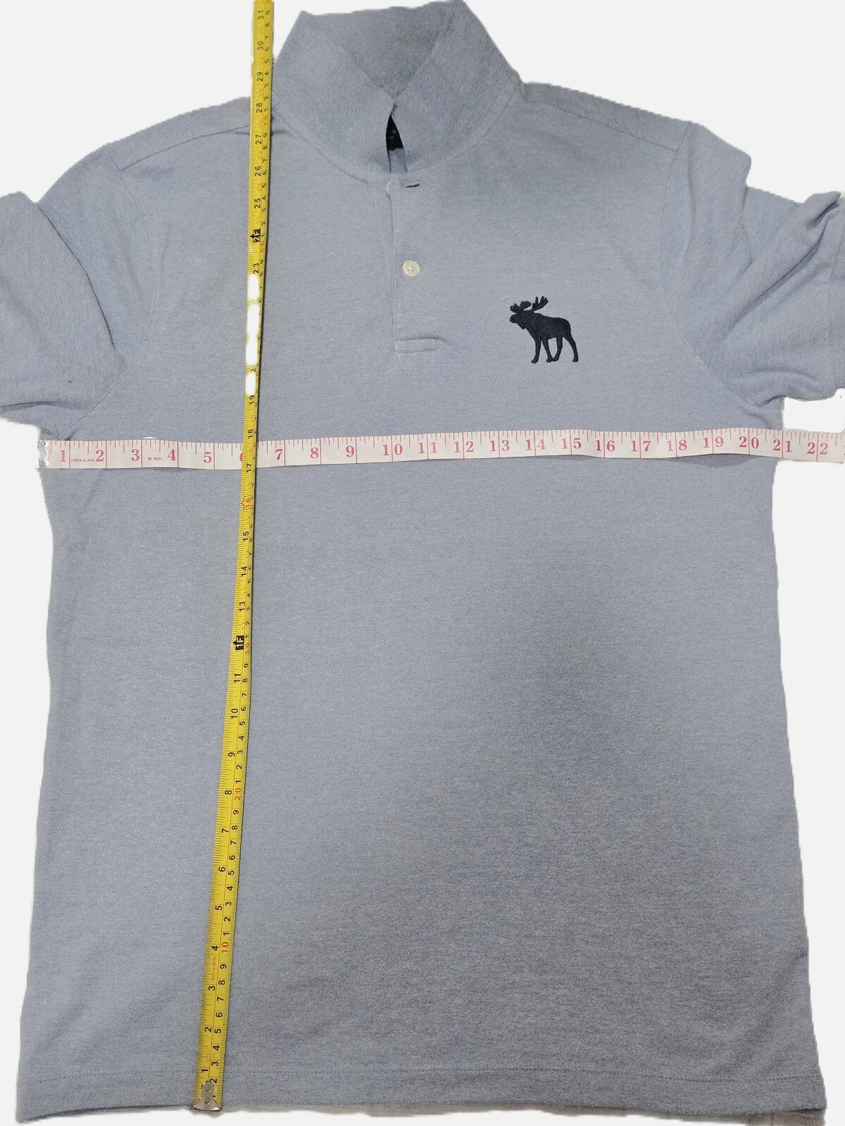Abercrombie & Fitch Stretch Polo Shirt Light Blue Moose Logo Men's M