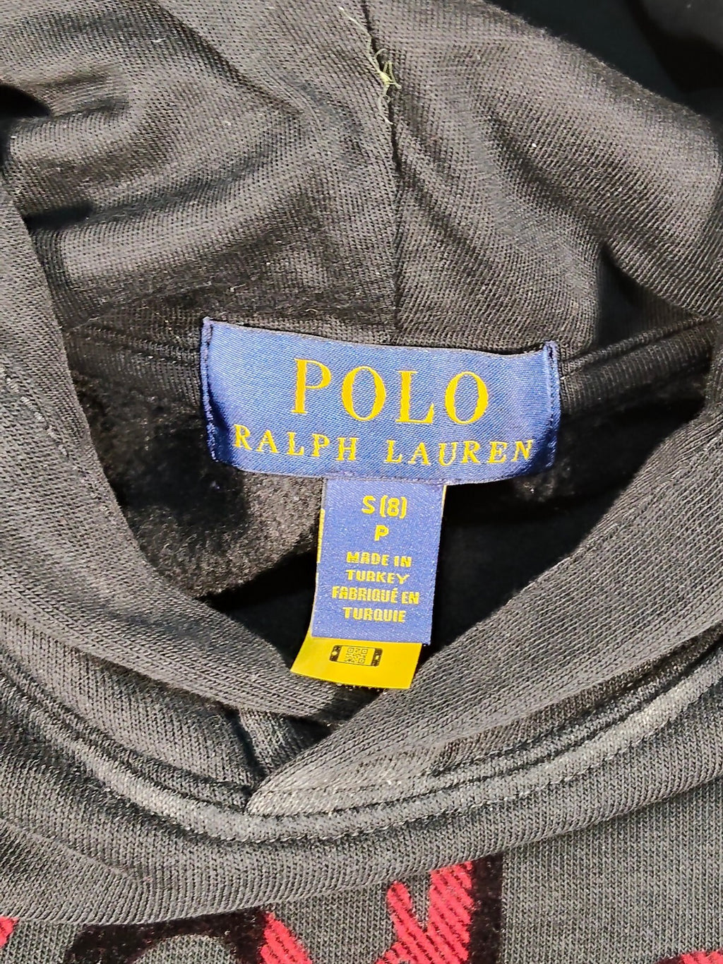 Polo Ralph Lauren Boys Black Buffalo Plaid Big Pony Hoodie Sweatshirt Size S (8)