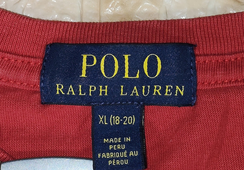Polo Ralph Lauren Boys XL 18-20 Graphic T-Shirt Red Big Pony Print Crew Neck
