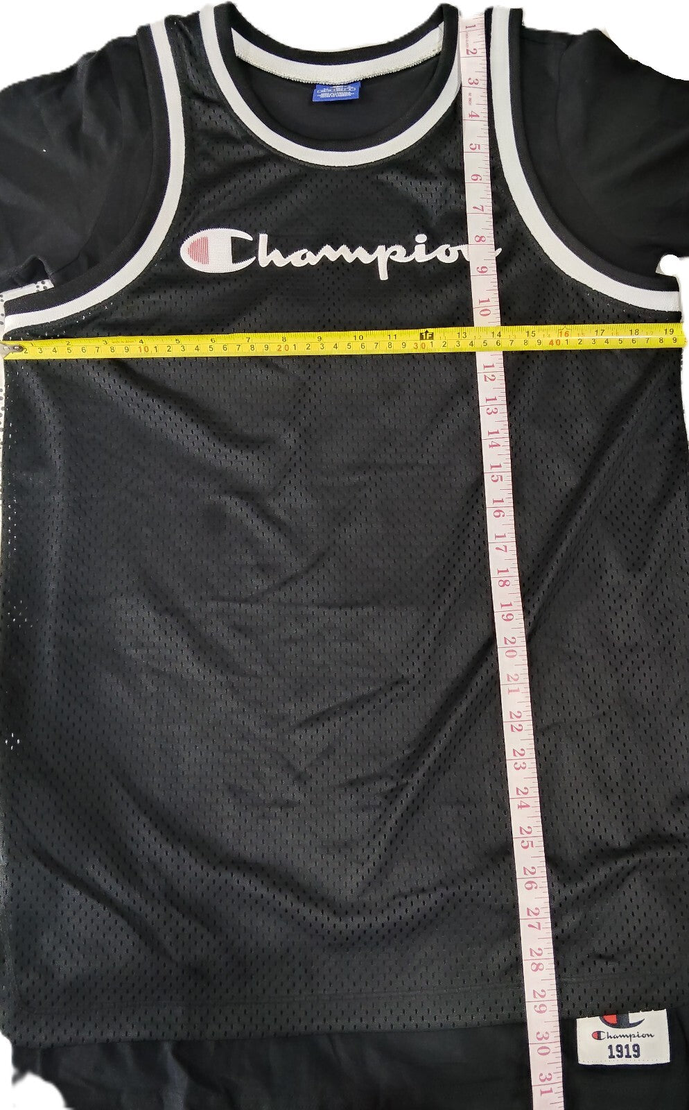 Champion 1919 Black Mesh Logo Tank Top XS Unisex Streetwear Jersey