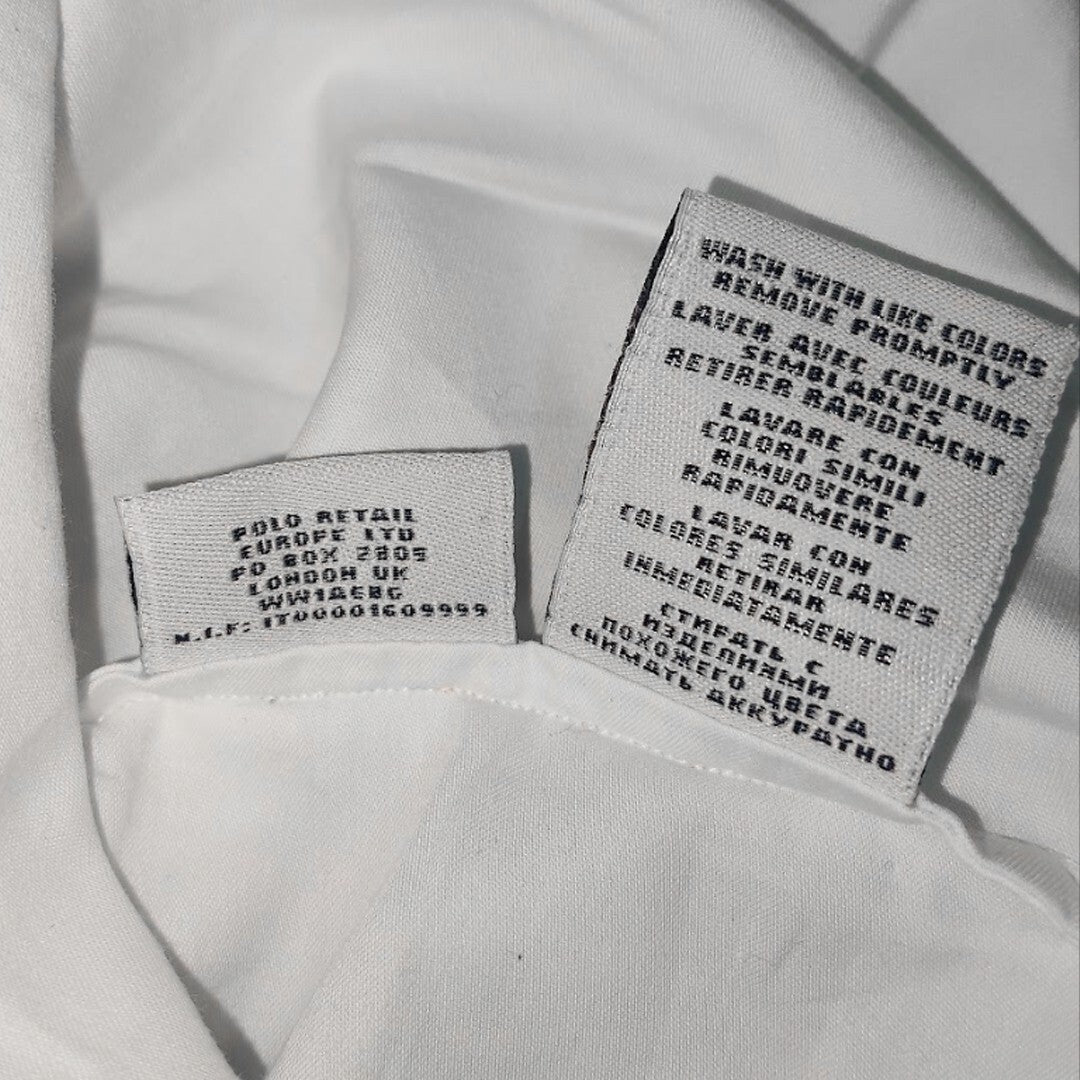 Ralph Lauren Sport Women's White Cotton Cap Sleeve Button Shirt Size 14 Large