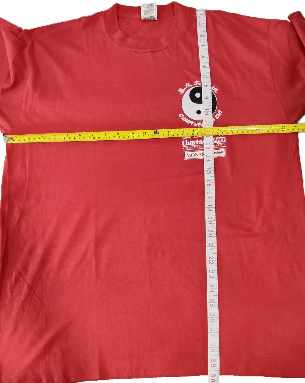 Vintage Single Stitch Fruit of the Loom Chartwell Tai Chi Graphic T-Shirt Red XL