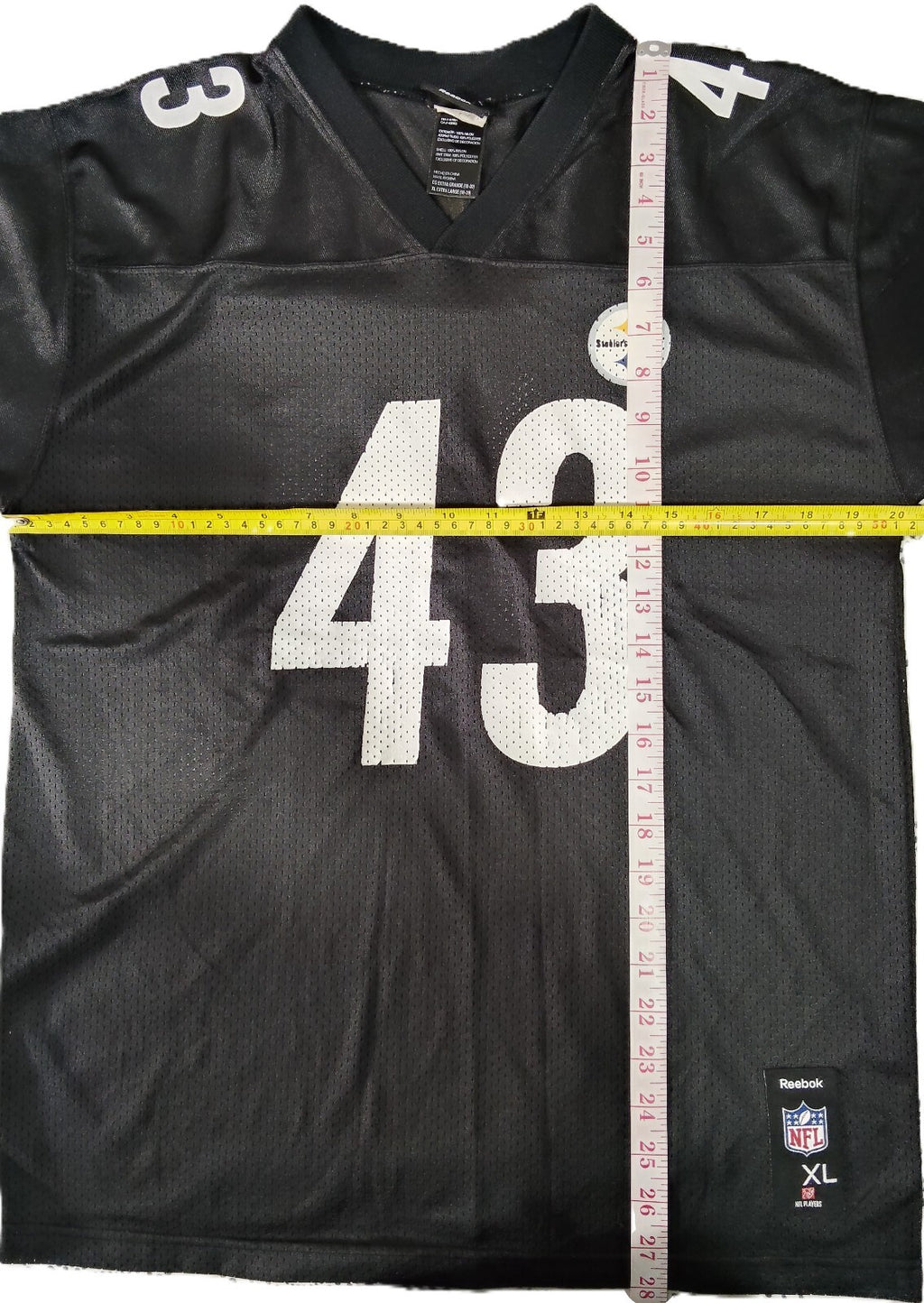 Vintage Reebok NFL Pittsburgh Steelers Troy Polamalu # 43 Youth XL Jersey Black