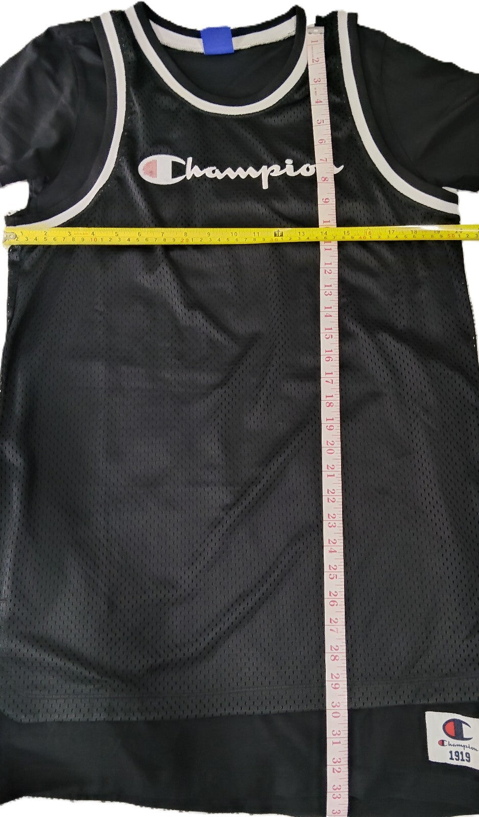 Champion 1919 Black Mesh Basketball Tank Top Jersey Medium Unisex