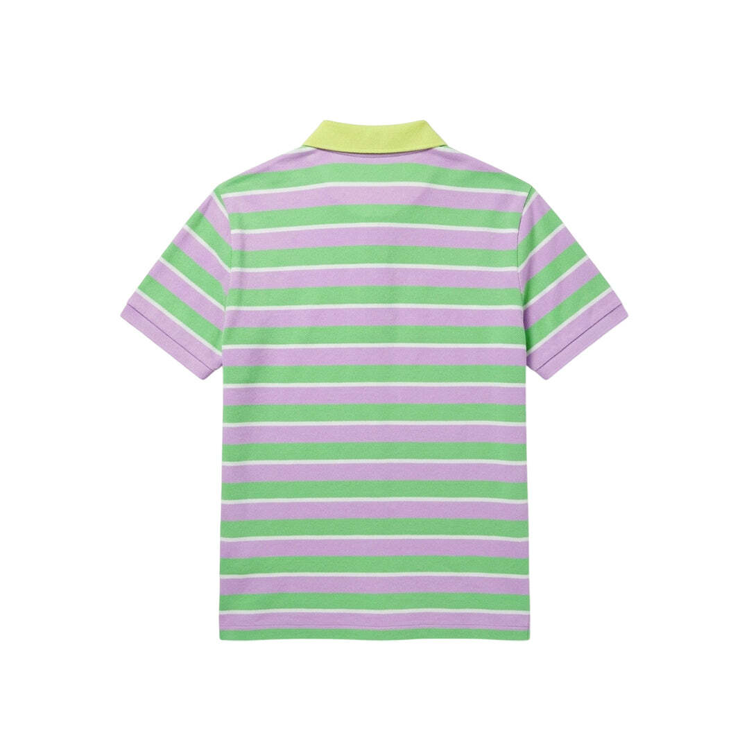 Lacoste Men's Green Purple Striped Polo Shirt Size 6 Cotton Classic Casual