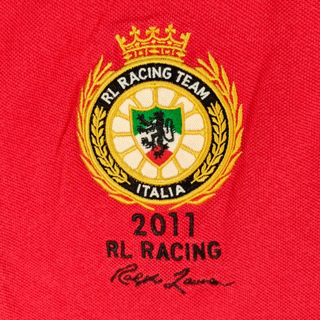 Polo Ralph Lauren RL Racing Italia Da Corsa Polo Shirt Red Black Custom Fit Medium