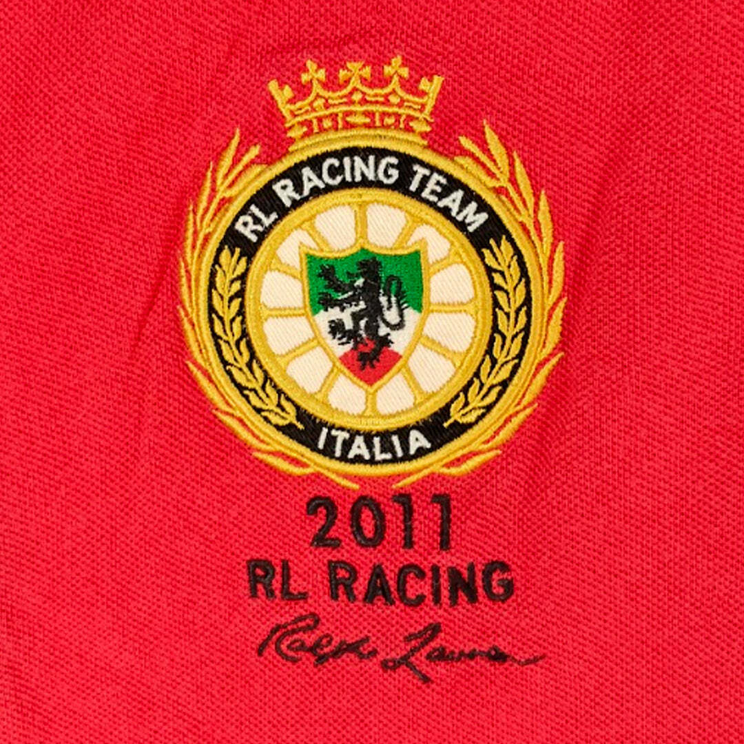 Polo Ralph Lauren RL Racing Italia Da Corsa Polo Shirt Red Black Custom Fit Medium