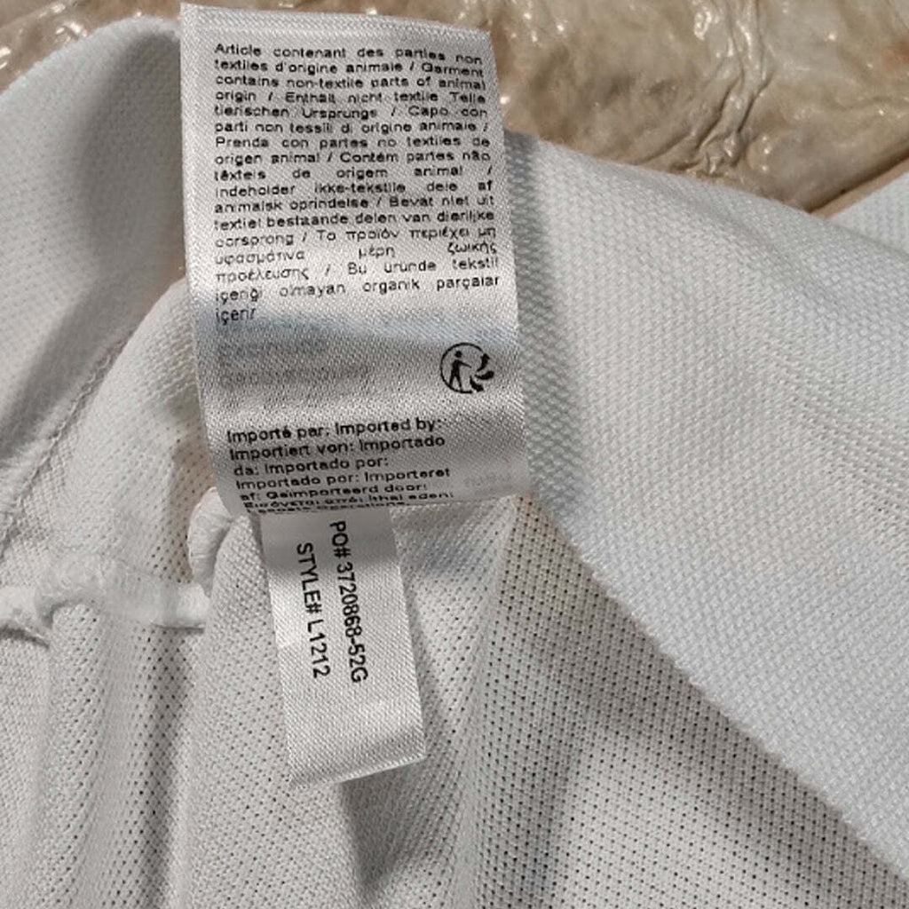 Lacoste L1212 Classic Fit White Polo Shirt Men's XL Cotton Short Sleeve