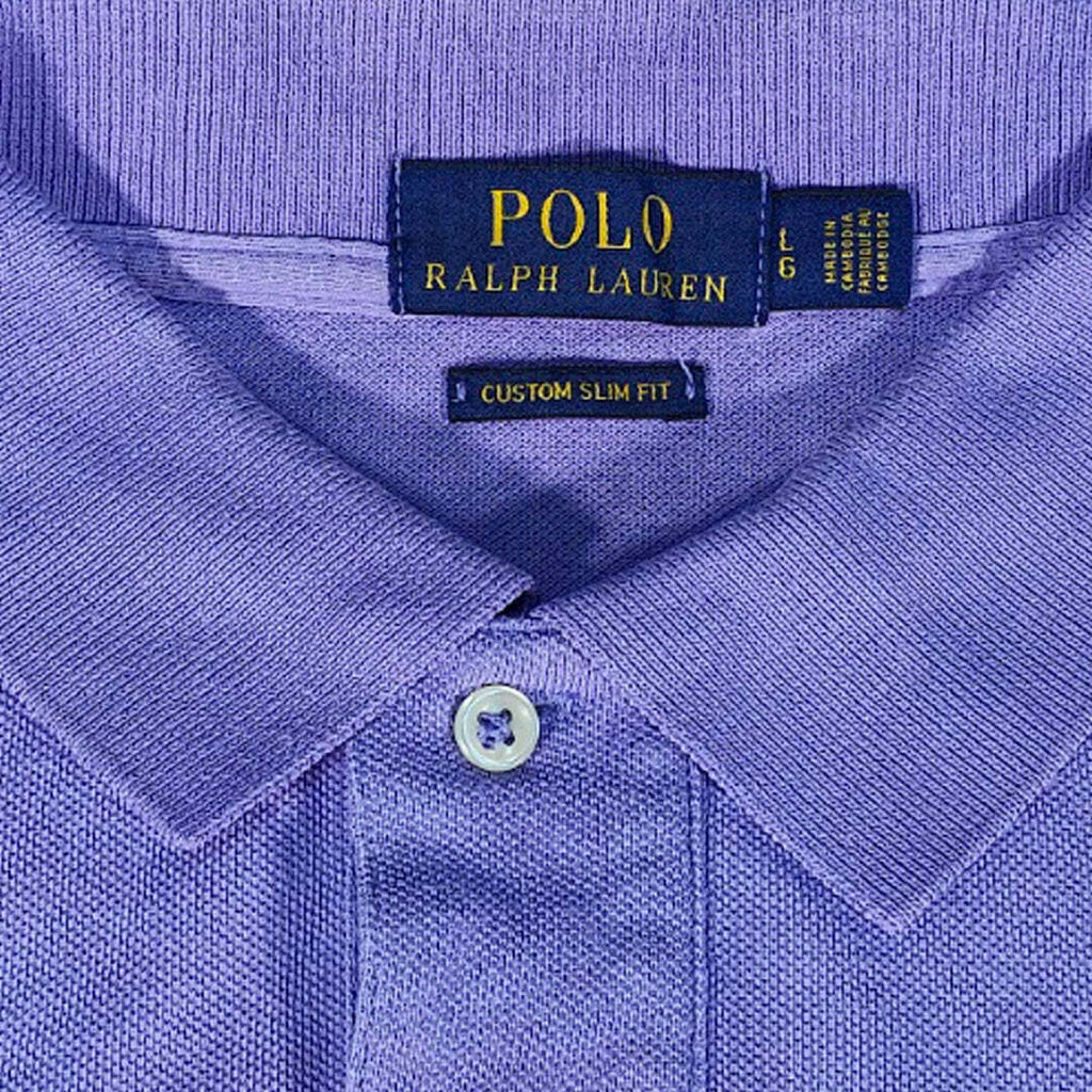 Polo Ralph Lauren Custom Slim Fit Polo Shirt Purple Cotton Size L