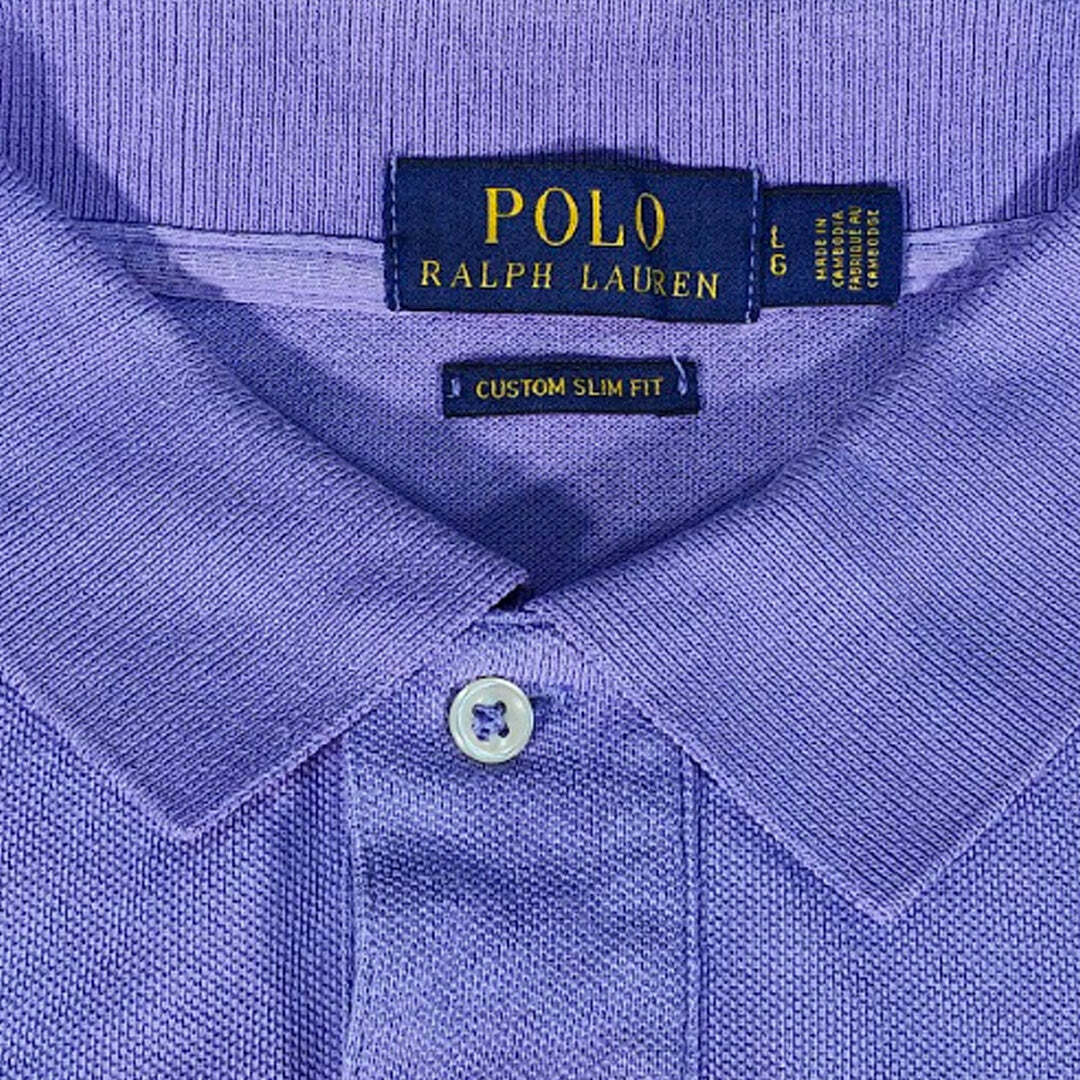 Polo Ralph Lauren Custom Slim Fit Polo Shirt Purple Cotton Size L
