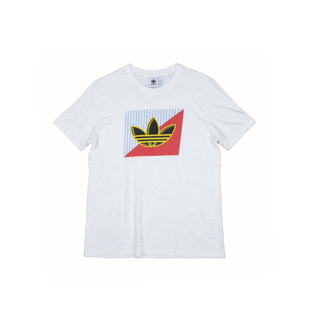 adidas Originals White Graphic Trefoil Logo T-Shirt Unisex Large