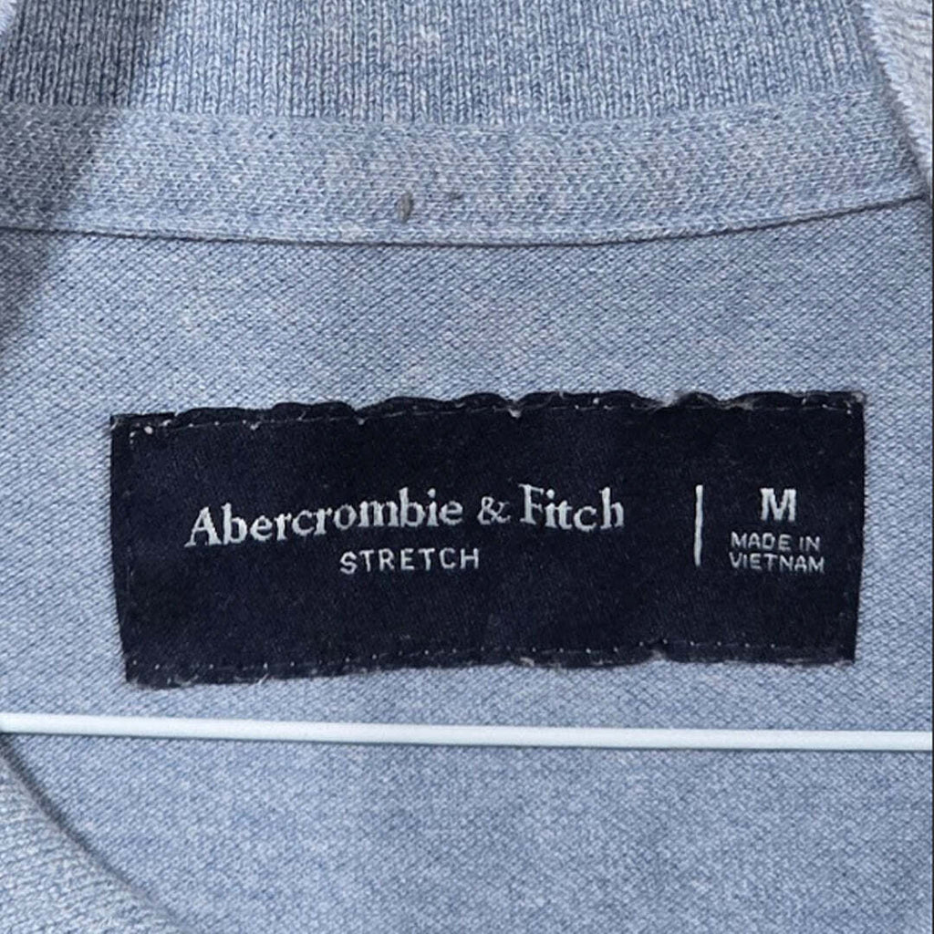 Abercrombie & Fitch Stretch Polo Shirt Light Blue Moose Logo Men's M