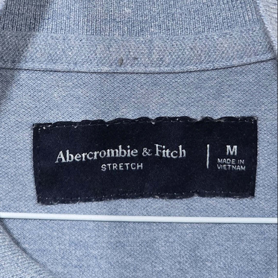 Abercrombie & Fitch Stretch Polo Shirt Light Blue Moose Logo Men's M
