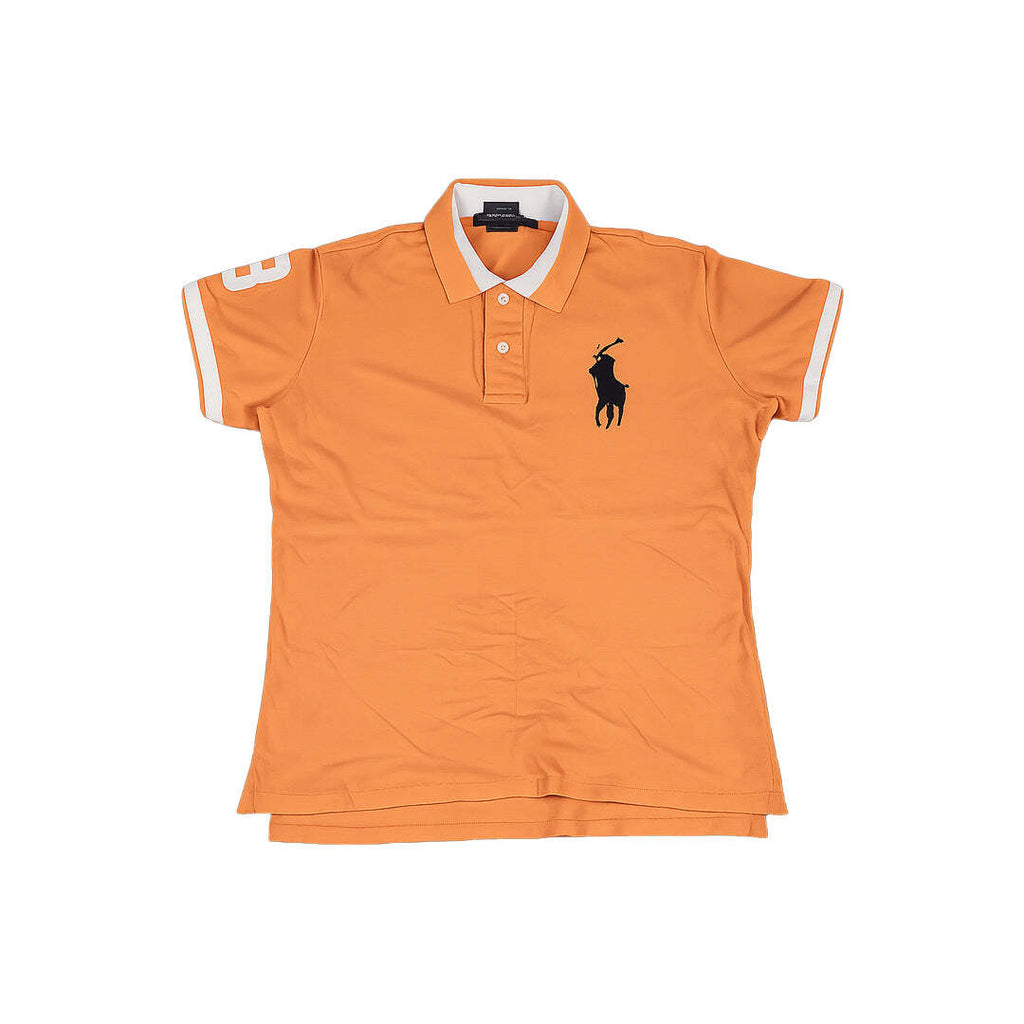 Polo Ralph Lauren Women's The Skinny Polo Big Pony Orange Polo Shirt Size L