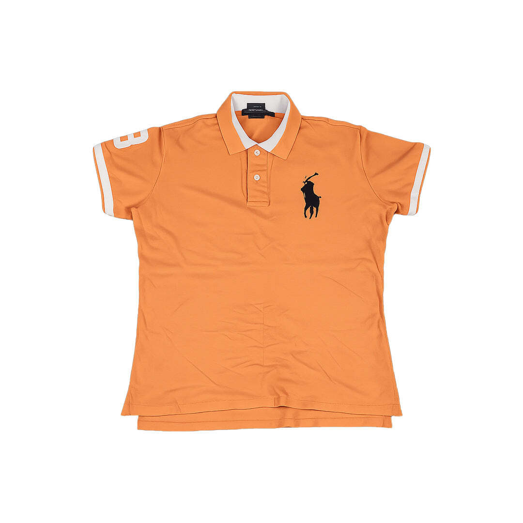 Polo Ralph Lauren Women's The Skinny Polo Big Pony Orange Polo Shirt Size L