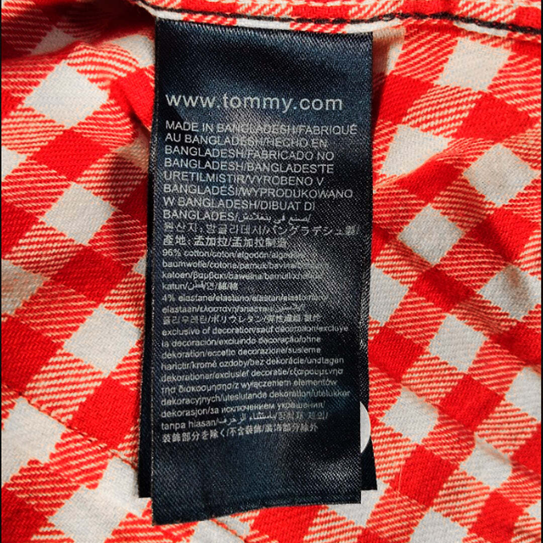 Tommy Hilfiger Denim Slim Fit Red White Gingham Check Shirt Men's Small