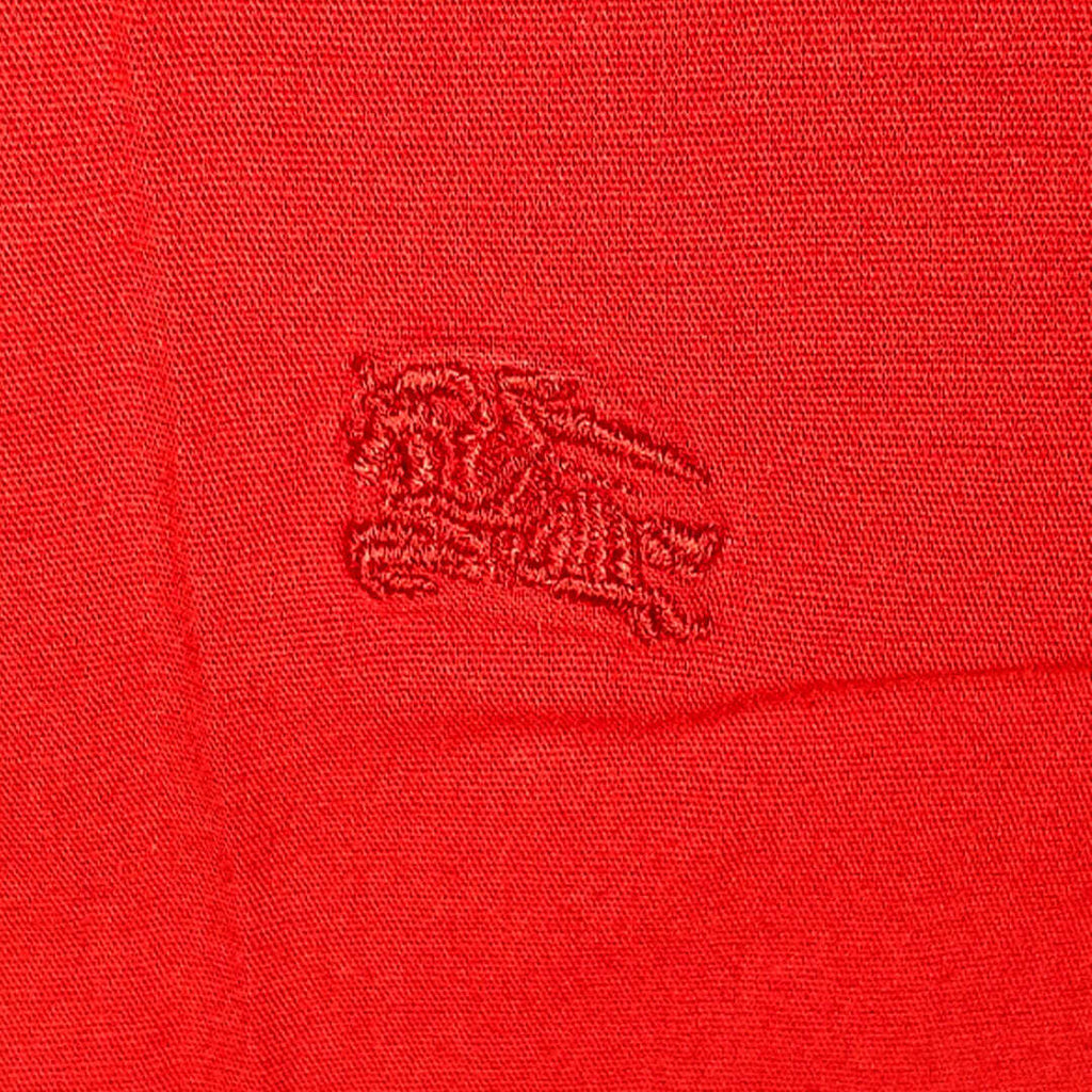 Authentic Burberry London Red Cotton Shirt Nova Check Trim Women's XL UK 14 16