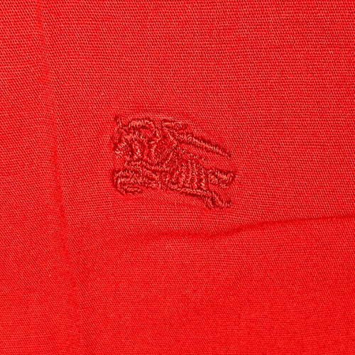 Authentic Burberry London Red Cotton Shirt Nova Check Trim Women's XL UK 14 16