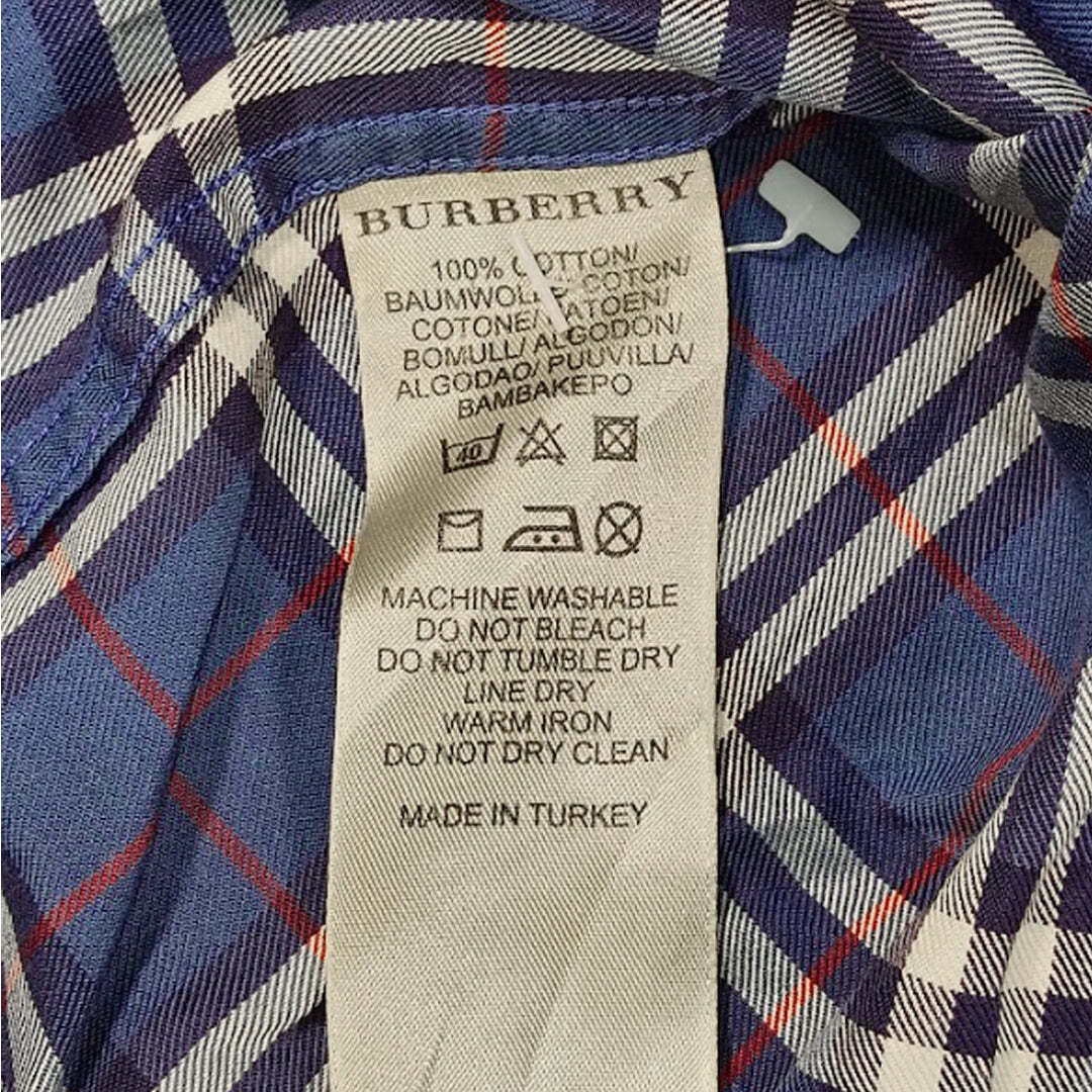 Burberry London Blue Nova Check Plaid Cotton Shirt Medium Men's