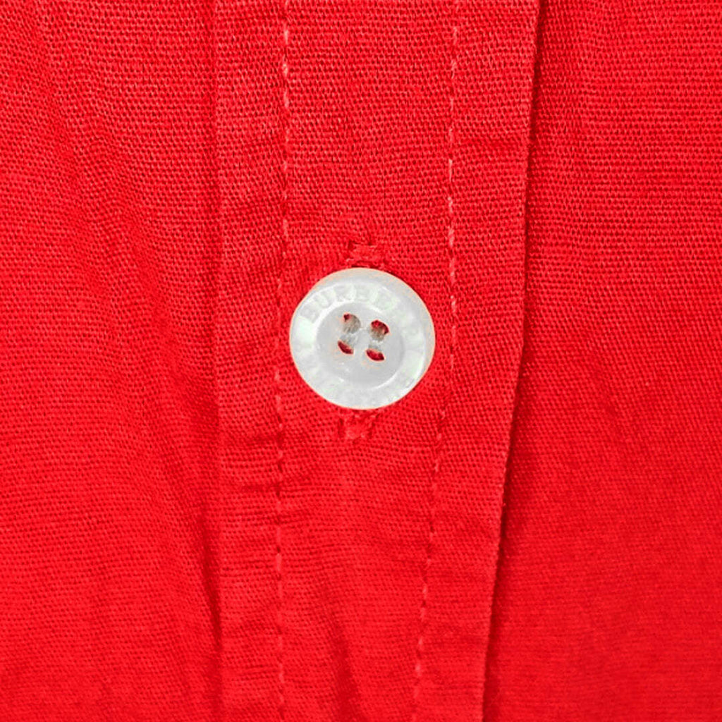 Authentic Burberry London Red Cotton Shirt Nova Check Trim Women's XL UK 14 16