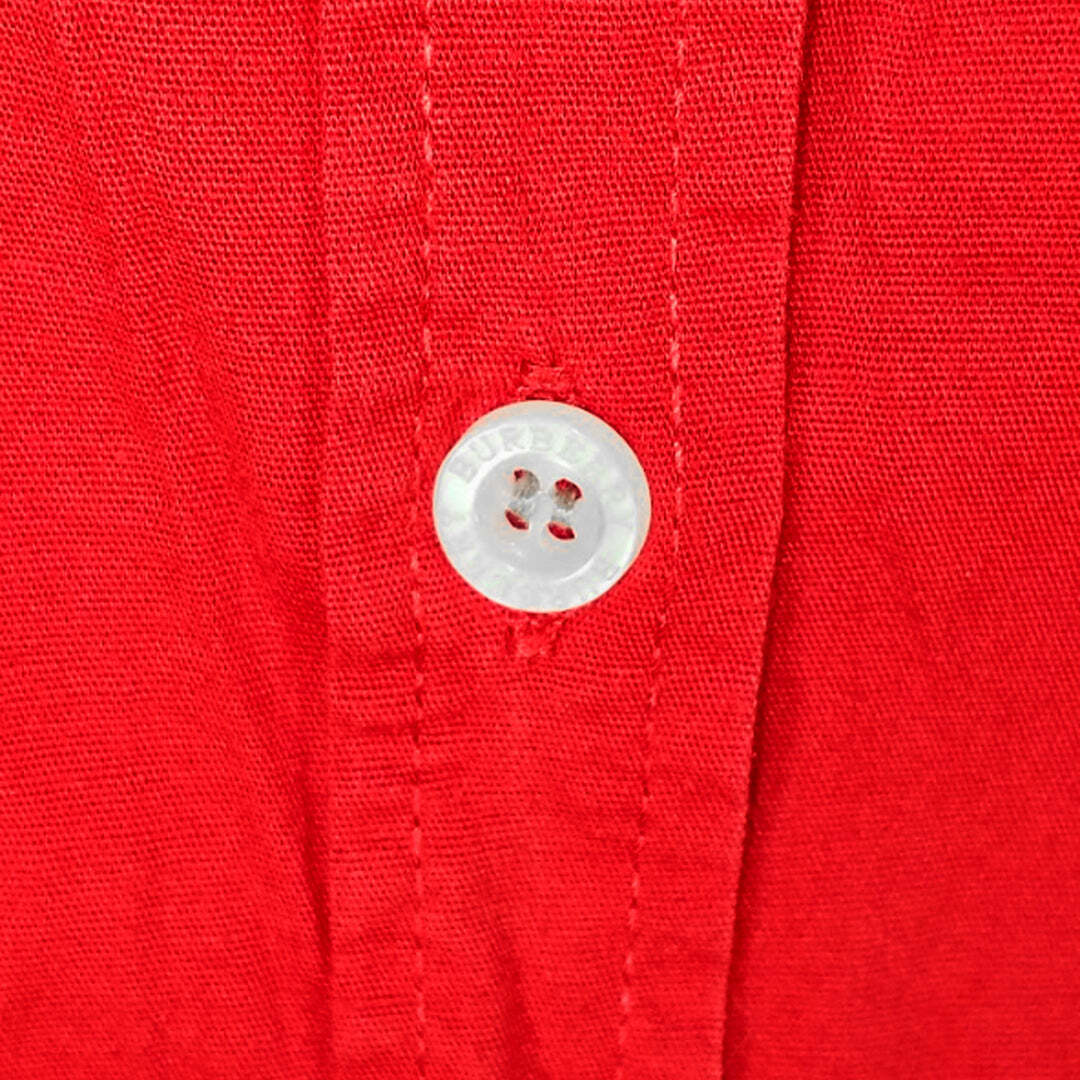 Authentic Burberry London Red Cotton Shirt Nova Check Trim Women's XL UK 14 16