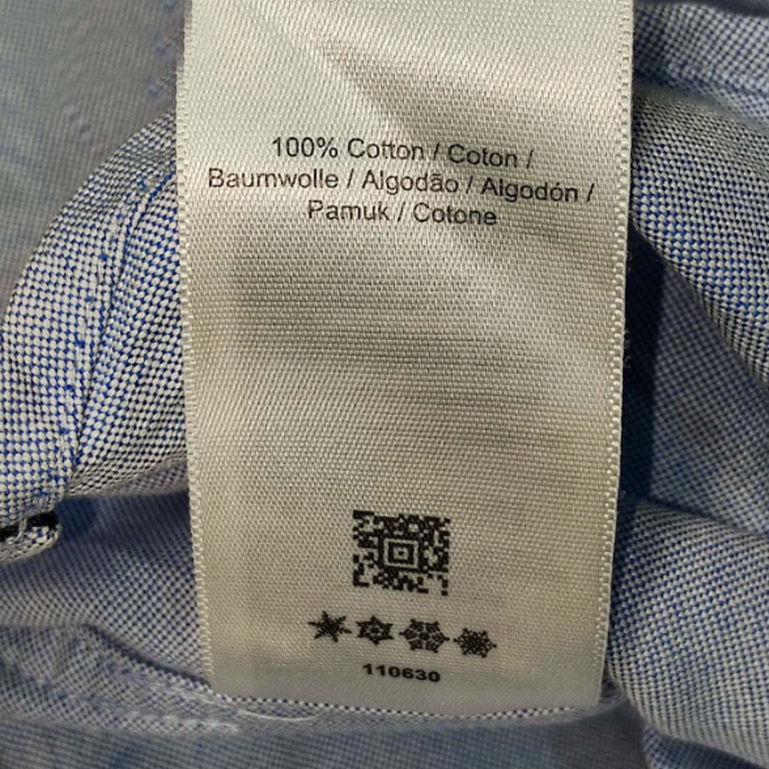 Fred Perry Oxford Button Down Shirt Light Blue Long Sleeve Laurel Logo Men's Large