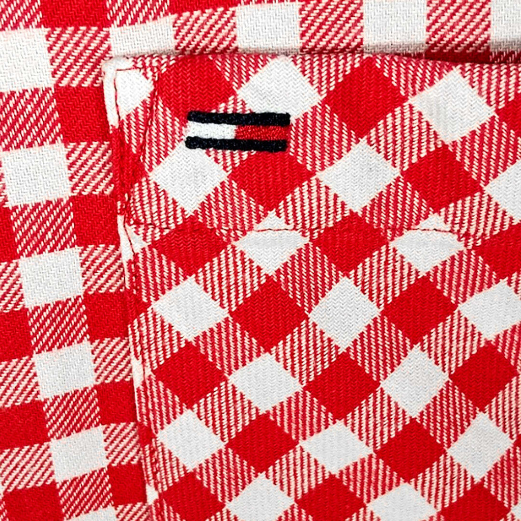 Tommy Hilfiger Denim Slim Fit Red White Gingham Check Shirt Men's Small