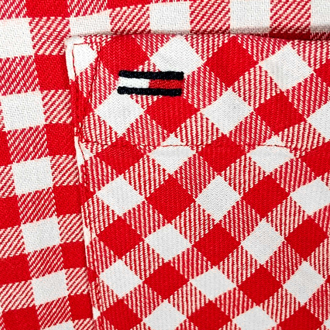 Tommy Hilfiger Denim Slim Fit Red White Gingham Check Shirt Men's Small