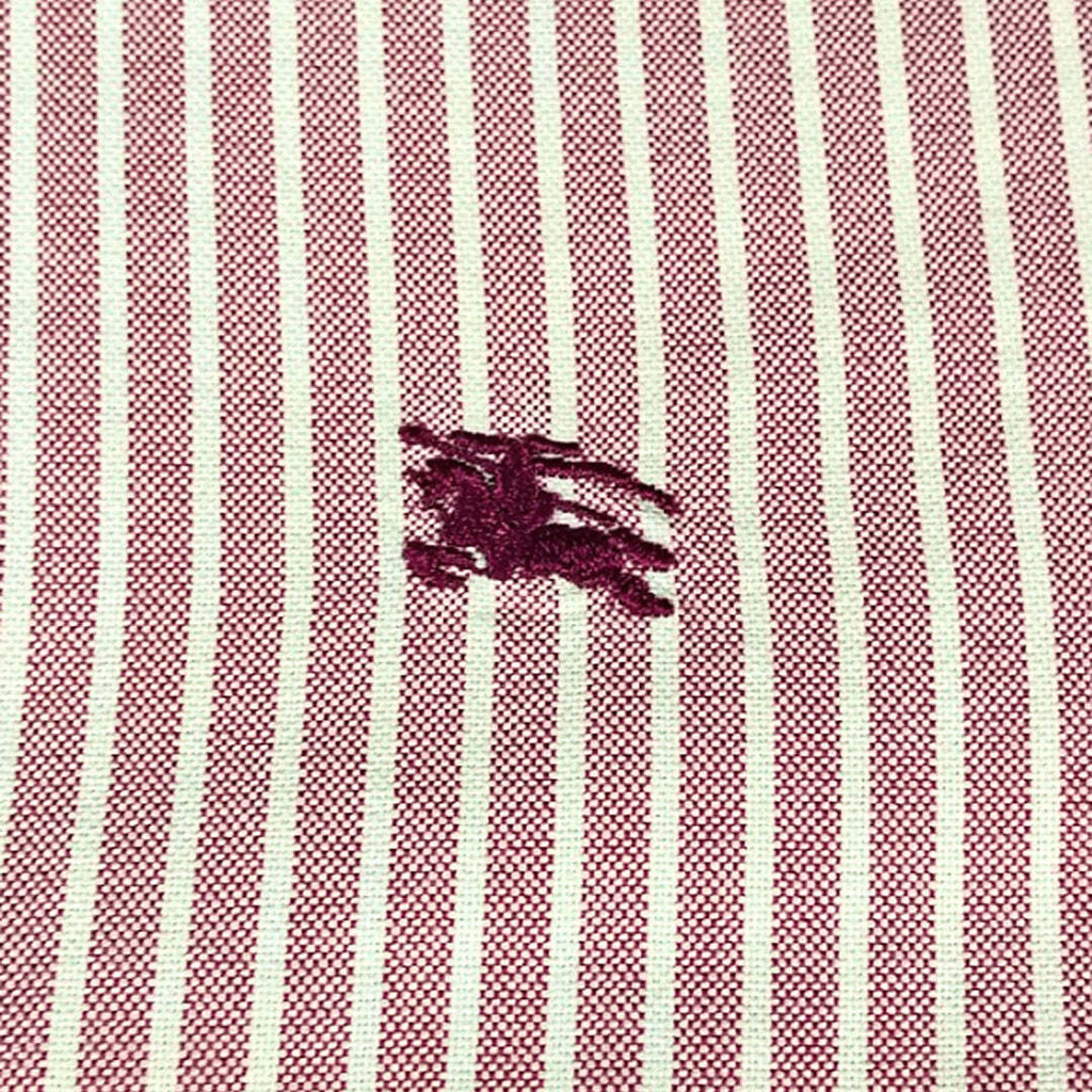 Burberry London Slim Fit Red White Stripe Cotton Shirt Men's Size S