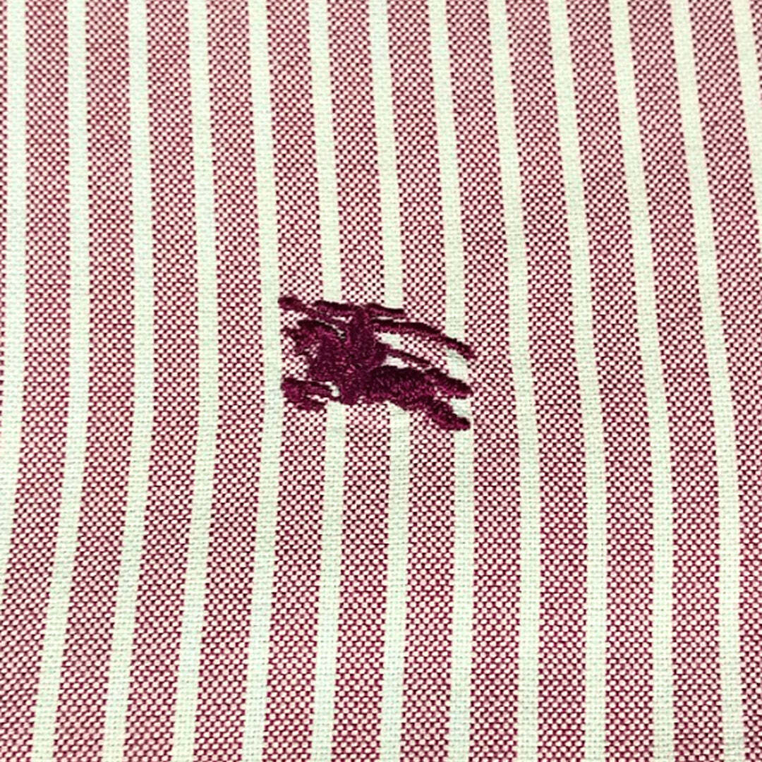 Burberry London Slim Fit Red White Stripe Cotton Shirt Men's Size S