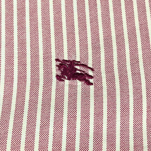 Burberry London Slim Fit Red White Stripe Cotton Shirt Men's Size S