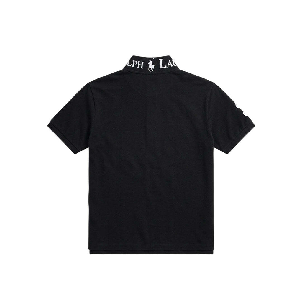 Polo Ralph Lauren Big Pony Black Cotton Polo Shirt with White Logo and Stripe XL