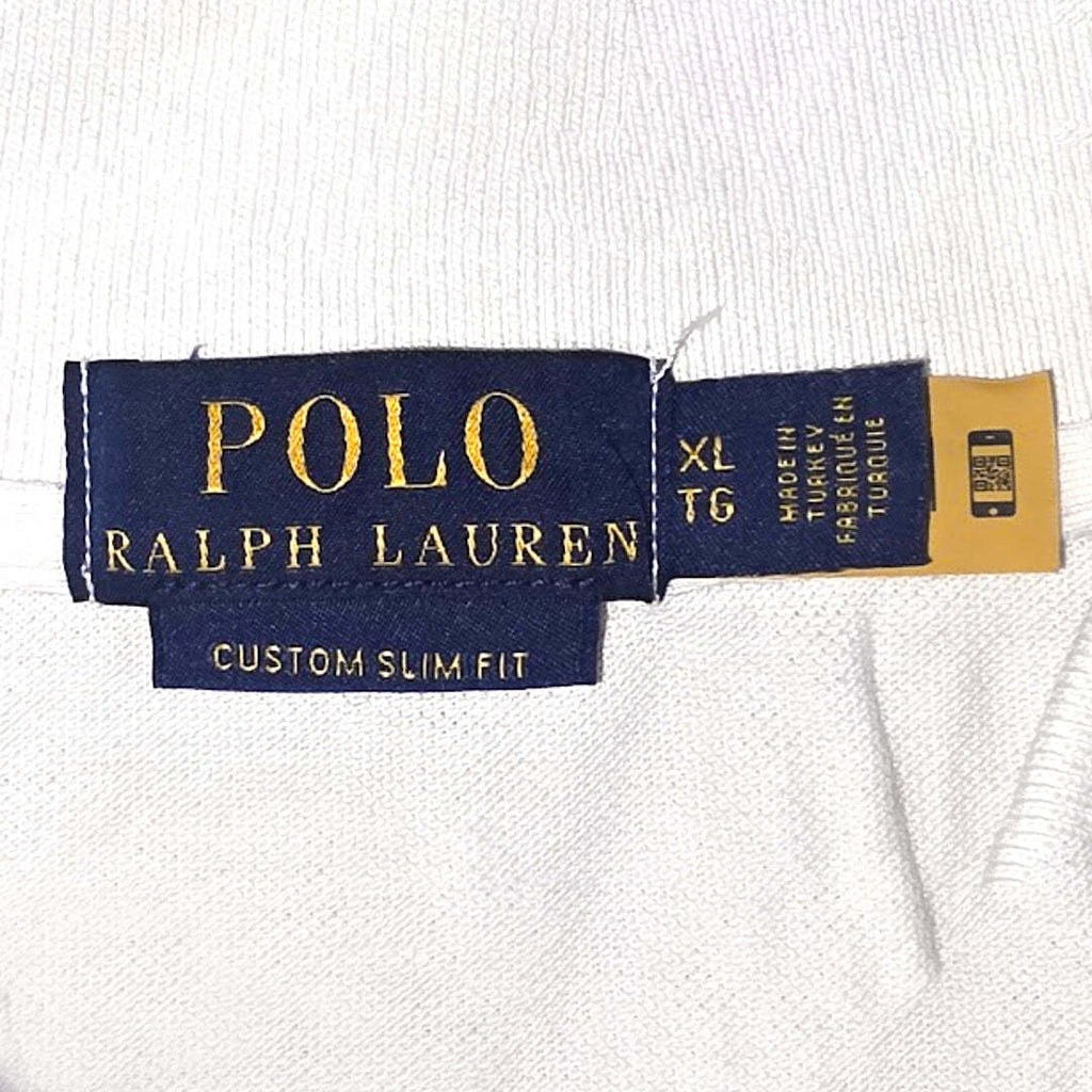 Polo Ralph Lauren Custom Slim Fit White Polo Shirt XL Classic Cotton Mens
